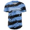 Custom Light Blue Black-White Paint Splash Stripe Authentic Baseball Jersey