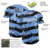 Custom Light Blue Black-White Paint Splash Stripe Authentic Baseball Jersey