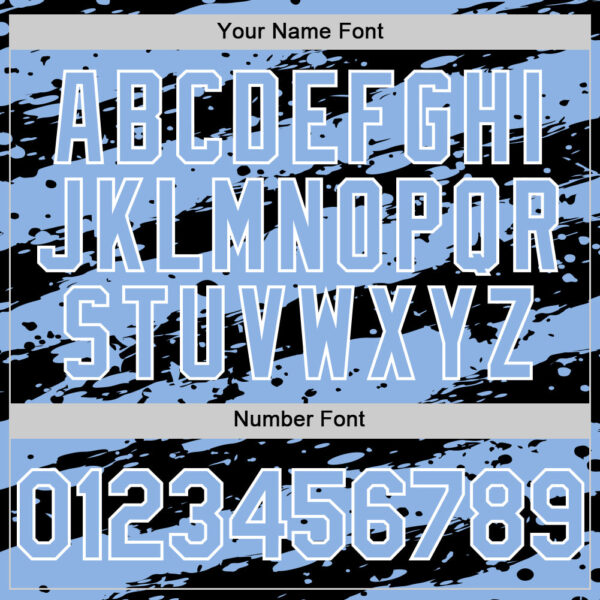 Custom Light Blue Black-White Paint Splash Stripe Authentic Baseball Jersey