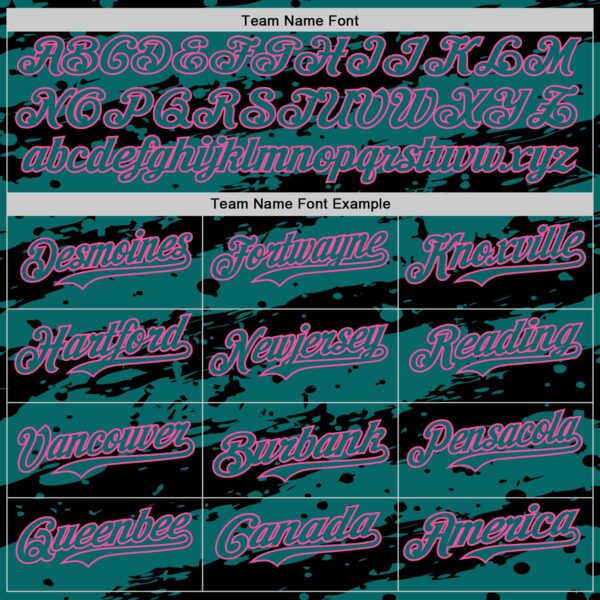 Custom Teal Black-Pink Paint Splash Stripe Authentic Baseball Jersey