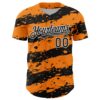 Custom Bay Orange Black-White Paint Splash Stripe Authentic Baseball Jersey