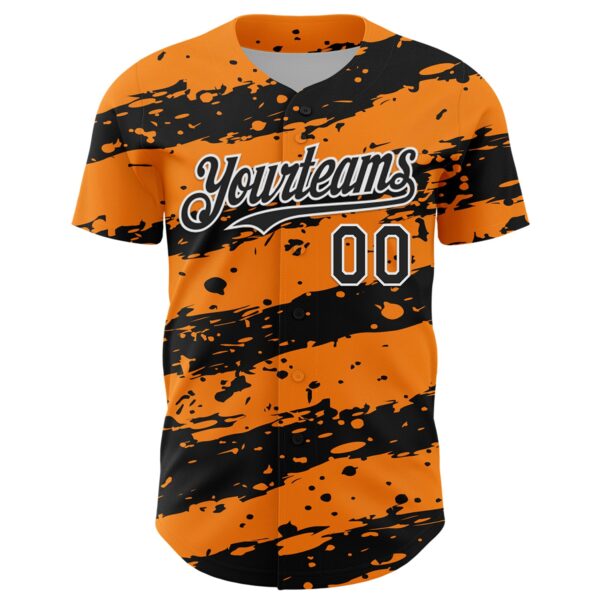 Custom Bay Orange Black-White Paint Splash Stripe Authentic Baseball Jersey