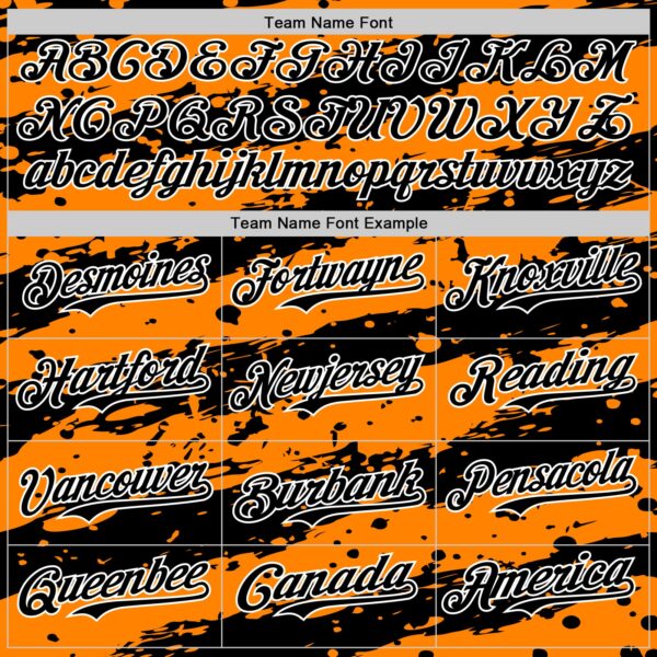 Custom Bay Orange Black-White Paint Splash Stripe Authentic Baseball Jersey