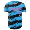 Custom Sky Blue Black-Pink Paint Splash Stripe Authentic Baseball Jersey