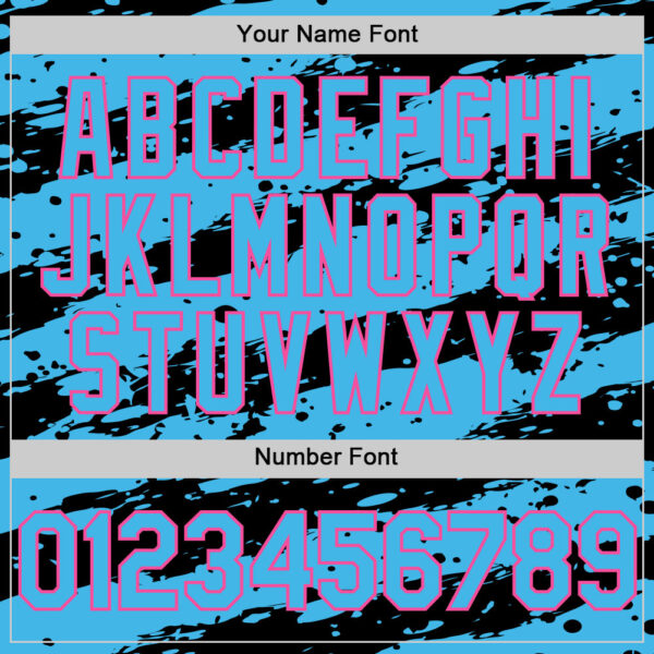 Custom Sky Blue Black-Pink Paint Splash Stripe Authentic Baseball Jersey