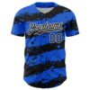 Custom Thunder Blue Black-White Paint Splash Stripe Authentic Baseball Jersey
