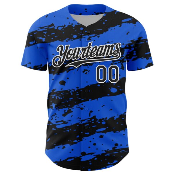 Custom Thunder Blue Black-White Paint Splash Stripe Authentic Baseball Jersey