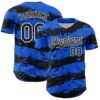 Custom Thunder Blue Black-White Paint Splash Stripe Authentic Baseball Jersey