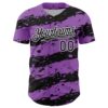 Custom Medium Purple Black-White Paint Splash Stripe Authentic Baseball Jersey