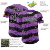 Custom Medium Purple Black-White Paint Splash Stripe Authentic Baseball Jersey