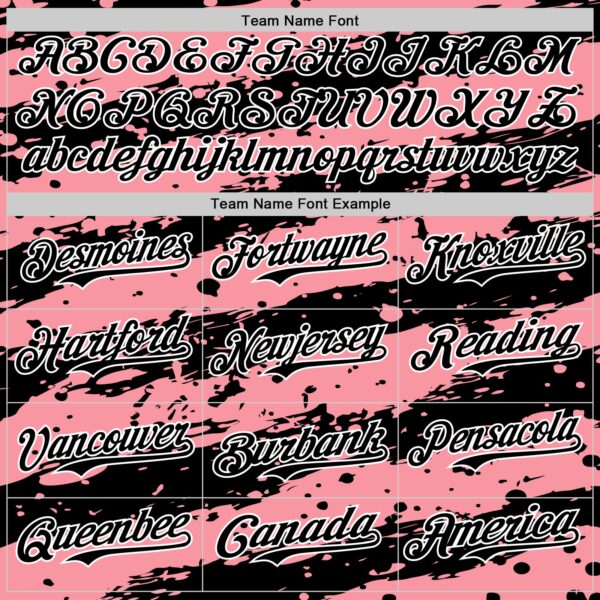 Custom Medium Pink Black-White Paint Splash Stripe Authentic Baseball Jersey