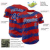 Custom Red Royal-White Paint Splash Stripe Authentic Baseball Jersey