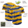 Custom Gold Royal-White Paint Splash Stripe Authentic Baseball Jersey