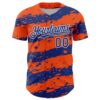 Custom Orange Royal-White Paint Splash Stripe Authentic Baseball Jersey