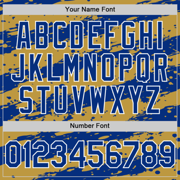 Custom Old Gold Royal-White Paint Splash Stripe Authentic Baseball Jersey