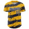 Custom Gold Navy-White Paint Splash Stripe Authentic Baseball Jersey