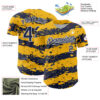 Custom Gold Navy-White Paint Splash Stripe Authentic Baseball Jersey
