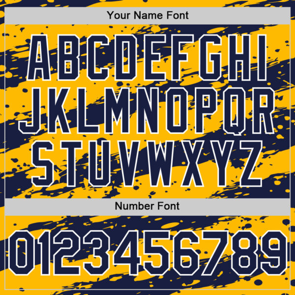 Custom Gold Navy-White Paint Splash Stripe Authentic Baseball Jersey