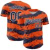 Custom Orange Navy-White Paint Splash Stripe Authentic Baseball Jersey