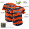 Custom Orange Navy-White Paint Splash Stripe Authentic Baseball Jersey