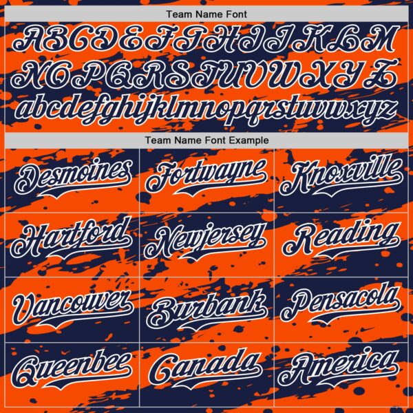 Custom Orange Navy-White Paint Splash Stripe Authentic Baseball Jersey