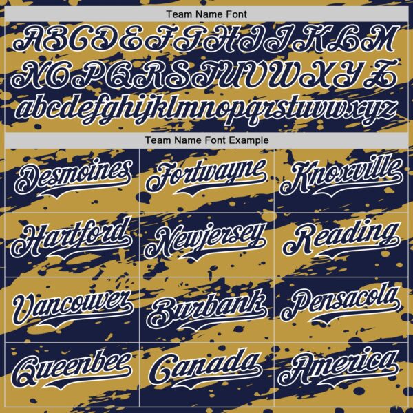 Custom Old Gold Navy-White Paint Splash Stripe Authentic Baseball Jersey