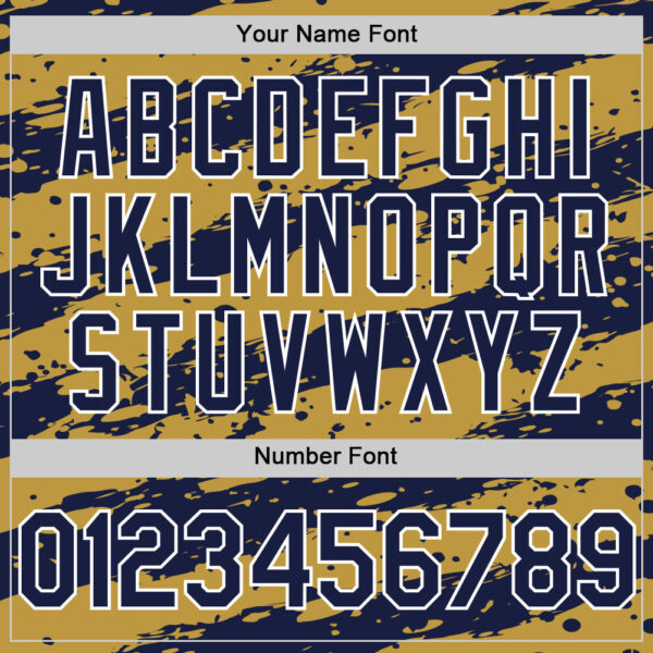 Custom Old Gold Navy-White Paint Splash Stripe Authentic Baseball Jersey