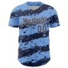 Custom Light Blue Navy-White Paint Splash Stripe Authentic Baseball Jersey