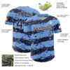 Custom Light Blue Navy-White Paint Splash Stripe Authentic Baseball Jersey
