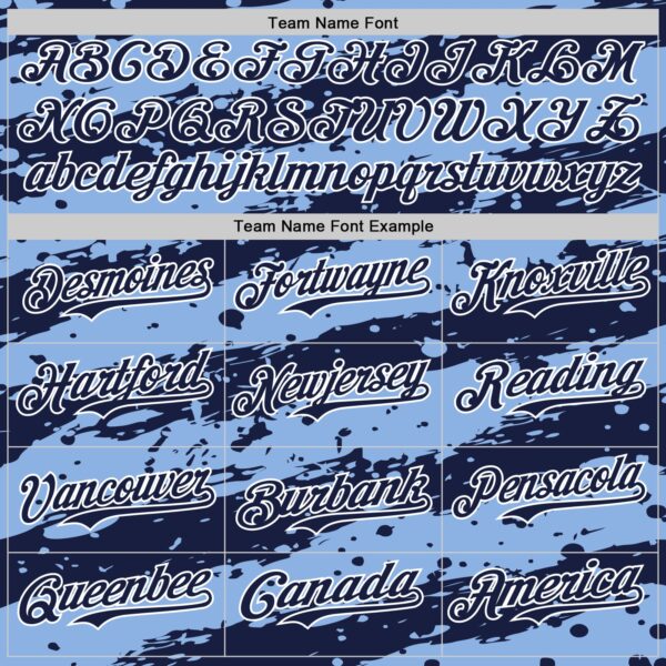 Custom Light Blue Navy-White Paint Splash Stripe Authentic Baseball Jersey