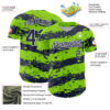 Custom Neon Green Navy-White Paint Splash Stripe Authentic Baseball Jersey