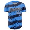 Custom Electric Blue Navy-White Paint Splash Stripe Authentic Baseball Jersey