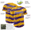 Custom Gold Purple-White Paint Splash Stripe Authentic Baseball Jersey