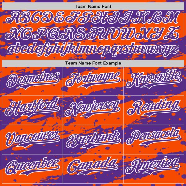 Custom Orange Purple-White Paint Splash Stripe Authentic Baseball Jersey