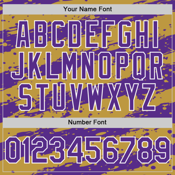 Custom Old Gold Purple-White Paint Splash Stripe Authentic Baseball Jersey