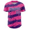 Custom Pink Purple-White Paint Splash Stripe Authentic Baseball Jersey