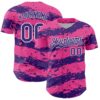 Custom Pink Purple-White Paint Splash Stripe Authentic Baseball Jersey