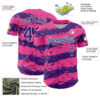 Custom Pink Purple-White Paint Splash Stripe Authentic Baseball Jersey