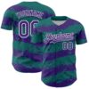 Custom Teal Purple-White Paint Splash Stripe Authentic Baseball Jersey