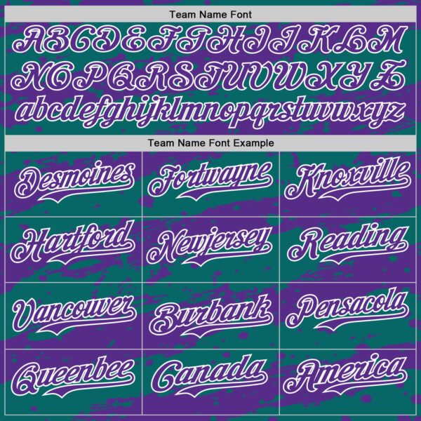 Custom Teal Purple-White Paint Splash Stripe Authentic Baseball Jersey