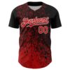 Custom Black Red-White Abstract Fragment Splatter Authentic Baseball Jersey