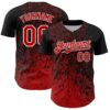 Custom Black Red-White Abstract Fragment Splatter Authentic Baseball Jersey
