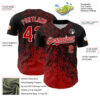 Custom Black Red-White Abstract Fragment Splatter Authentic Baseball Jersey