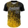 Custom Black Yellow-White Abstract Fragment Splatter Authentic Baseball Jersey