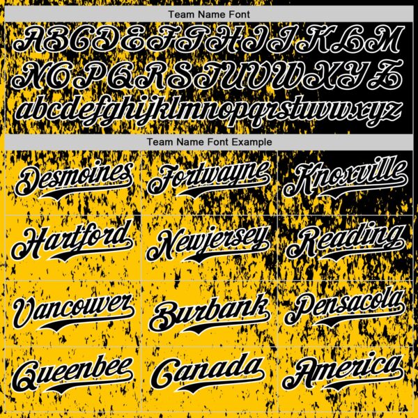 Custom Black Yellow-White Abstract Fragment Splatter Authentic Baseball Jersey