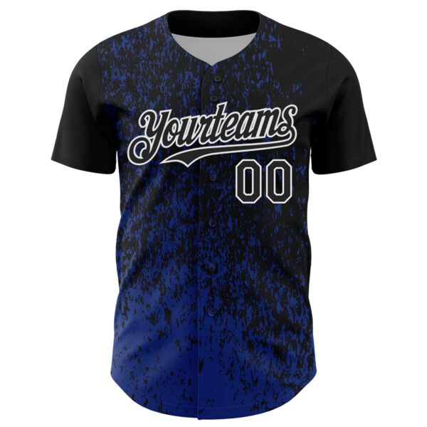 Custom Black Royal-White Abstract Fragment Splatter Authentic Baseball Jersey