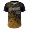 Custom Black Old Gold-White Abstract Fragment Splatter Authentic Baseball Jersey