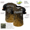 Custom Black Old Gold-White Abstract Fragment Splatter Authentic Baseball Jersey