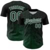 Custom Black Green-White Abstract Fragment Splatter Authentic Baseball Jersey