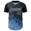 Custom Black Light Blue-White Abstract Fragment Splatter Authentic Baseball Jersey